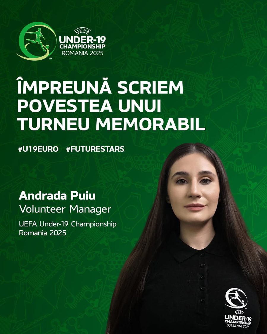 Andrada Puiu (FRF) România va organiza Campionatul European U19: pe 15 aprilie aflăm grupele. Cum poți fi în echipa voluntarilor, ce beneficii sunt